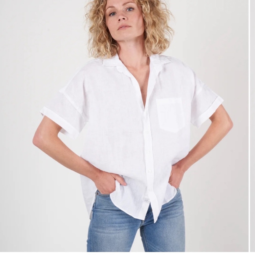 Frank & Eileen Rose Linen Button Down - S